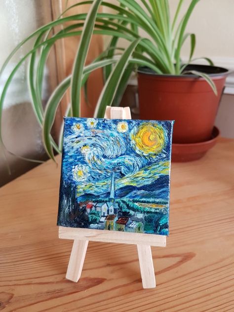 Mini Canvas Van Gogh, Mini Van Gogh Painting, Vincent Van Gogh Starry Night, Venice Painting, Van Gogh Paintings, Van Gogh Art, Starry Night Van Gogh, Mini Canvas, Vincent Van