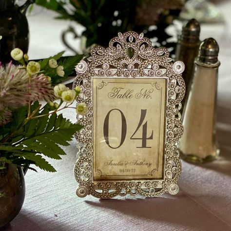 Elegant Vintage Wedding 4" x 6" Table Numbers Photo Print Vintage Table Numbers Wedding, Romantic Vintage Wedding Ideas, Victorian Themed Wedding, Vintage Wedding Aesthetic, Vintage Romantic Wedding, Vintage Table Numbers, Bank Wedding, Table Number Ideas, Elegant Vintage Wedding