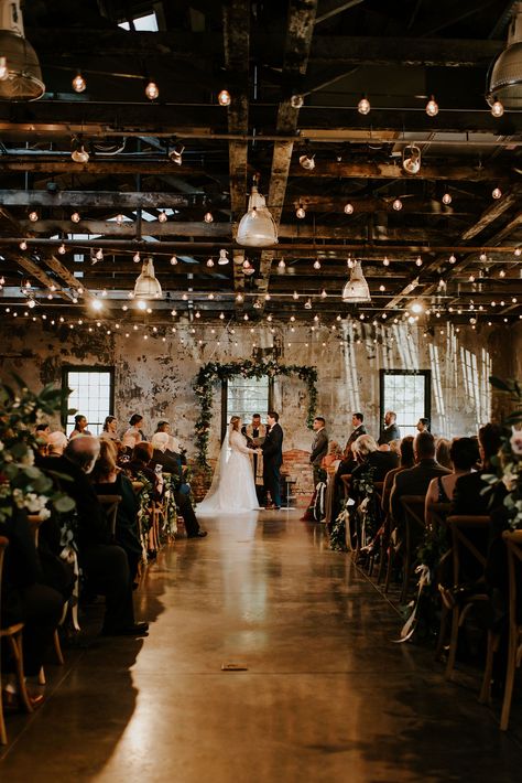 Wearhouse Wedding Reception, Whimsical Industrial Wedding, Old Mill Wedding, Industrial Style Wedding, Indoor Wedding Ceremony, Industrial Chic Wedding, Industrial Wedding Venues, Wedding Venues Indoor, Mill Wedding