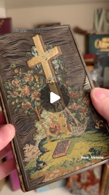 Allie Alvis on Instagram: "Ever seen a book with an embroidered binding? ✨ This 1829 copy of a Catholic prayer book printed in Prague features hand-embroidered images to the front and back 😍 These would have been added by a talented owner. I can’t believe how bright the colors still are! It also has some nice plates, but who am I kidding, I bought this for the binding 😂 Part of my personal collection 📚 #bookstagram #rarebooks #bookshelf #bookcollector #oldbooks #fiberart #embroidery #booksofinstagram" Catholic Embroidery, Catholic Prayer Book, Catholic Books, Who Am I, Prayer Book, Rare Books, Book Print, Prague, A Book