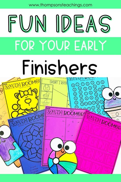 Snag these early finisher activities for summer today. These no prep activities are perfect fast finisher tasks to keep your students busy while others are still working. It includes engaging activities like color by code, drawing, and more. Check out these fun worksheets here! Kindergarten Fast Finisher Activities, Kindergarten Early Finishers Activities, Early Finishers Activities 1st Grade, Classroom Management Activities, Activities For Summer, Early Finisher Activities, Classroom Routines And Procedures, Summer Lesson, No Prep Activities