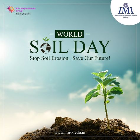 Do you know that every five seconds, approximately one soccer field of soil is eroded!!??  On the occasion of World Soil Day, let's take a pledge with #IMIKolkata to raise awareness about the intimidating rate of soil erosion, endorse organic farming, & plant more trees together.  #WorldSoilDay2019 #HealthyWorld #SoilDay #SoilHealth #StopSoilErosion #SustainableDevelopment #soil #agriculture #growyourown #nature #organic #soilscience #water #soils #landscape #horticulture #forest #organicfarming World Soil Day Creative Ads, World Soil Day Poster, World Soil Day, Agriculture Photography, Soil Erosion, Real Estate Ads, Solar Companies, Good Morning Images Flowers, Soil Health