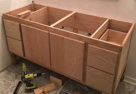 Build A Bathroom Vanity, Making Cabinet Doors, Build A Bathroom, Beautiful Bathroom Cabinets, Pallet Deck Diy, Bathroom Cabinets Diy, Cabinet Faces, Vessel Sink Vanity, Diy Bird Bath