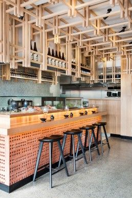 Y14 — Biasol Interior Design | Building | Products | Brand | Melbourne Kitchen Counter Design, Japanese Restaurant Interior, Japanese Restaurant Design, Cozy Bar, Kursi Bar, Japanese Interior Design, Coffee Shops Interior, 카페 인테리어 디자인, Counter Design