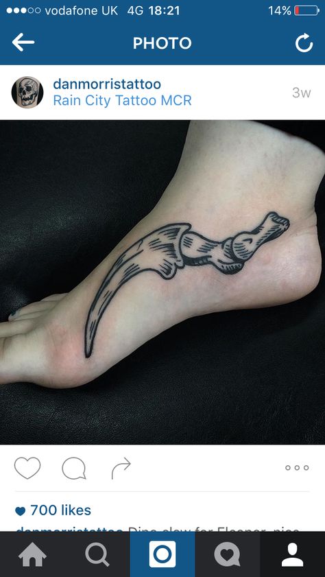 Raptor claw tattoo Jurassic Tattoo Ideas, Dinosaur Tattoo Raptor, Raptor Claw Tattoo, Tattoo Dino, Raptor Tattoo, Raptor Claw, Jurassic Park Tattoo, Tattoos Neck, Claw Tattoo