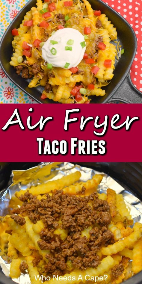 Ground Beef And French Fries Recipes, Ground Beef Air Fryer Recipes, Air Fryer Ground Beef Recipes, Taco Fries, Cheese Taco, Seasoned Ground Beef, Taco Toppings, Multi Cooker, Airfryer Recipes