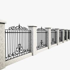 Wrought Iron Fence Design, Modern Fence Design Metal, Wrought Iron Fences And Gates, Iron Fence Design, Gard Modern, Rod Iron Fences, Fence Metal, Fence Wall Design, Iron Fences