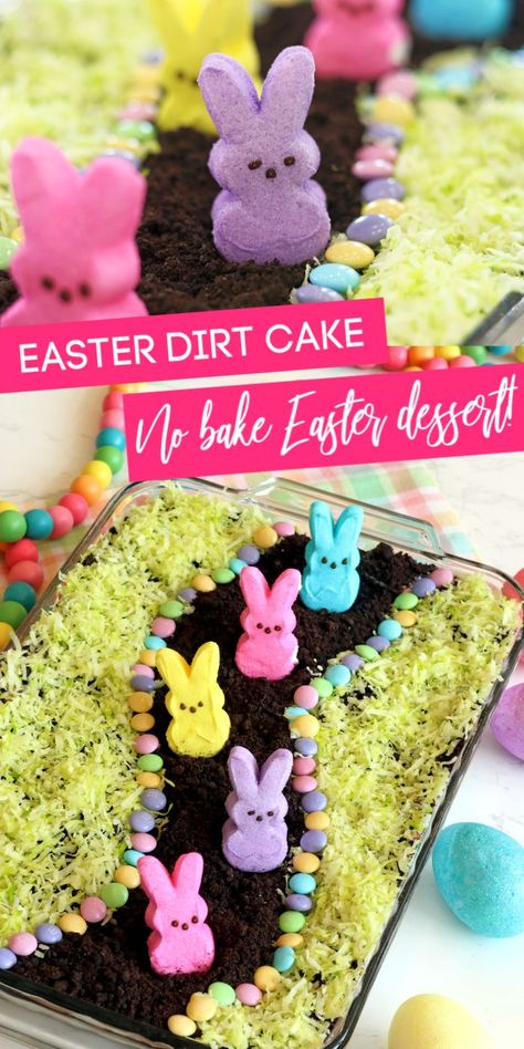 Easy Easter Dirt Cake! This is the PERFECT Easter Dessert or Brunch Idea for Easter Parties and Egg Hunts! Create this Easter Dirt Cake for your family and friends! A huge crowd pleaser! #passion4savings #easter #dirt #cake #recipe Easter Dirt Cake Recipe, Dirt Cake Recipe, Easter Desserts Cake, Easter Dirt Cake, Dirt Cake Recipes, Easter Deserts, Oreo Dirt, Cake Easter, Easter Recipe