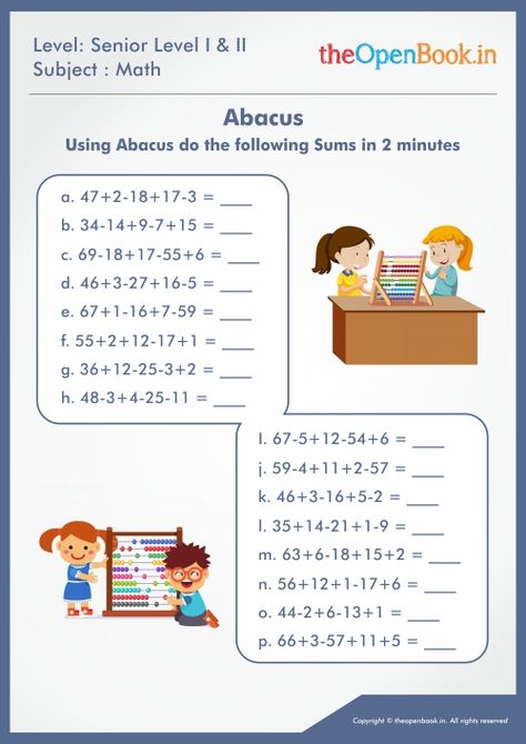 Abacus Worksheet For Kids, Abacus Worksheet, Abacus Math, Math 5, Mathematics Worksheets, Worksheet For Kids, Math Activities Preschool, Mental Math, Level 5