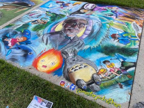 Amazing Streetart - The Studio Ghibli Miyazaki's sidewalk chalk piece created by young artist Joel Nathan at the Bartow chalk festival in Florida, USA ~.~ Chalk Art Festival, Chalk Festival, Sidewalk Chalk, Florida Usa, Chalk Art, Miyazaki, Art Festival, Young Artist, Studio Ghibli