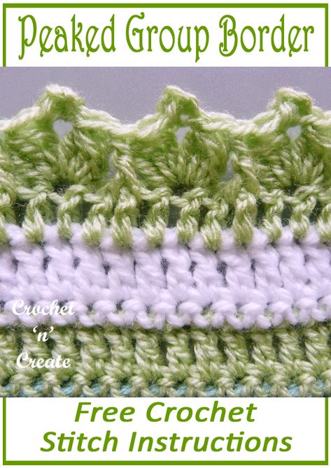 Free written crochet instructions for peaked group border pattern on crochetncreate, use for blankets, cushions, pillows, bags etc. #crochet #crochetblanketedging #freecrochetpatterntutorial #crochetstitch #crochetedge Large Crochet Borders For Blankets, Crochet Edging For Granny Square Blanket, Free Crochet Blanket Border Patterns, Free Crochet Border Patterns, Crochet Edgings And Borders Free Pattern, Crochet Blanket Borders Free Pattern, Crotchet Edges, Crochet Borders And Edges Free Pattern, Crochet Borders For Blankets