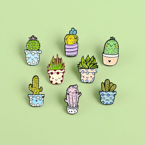 Potted plants Enamel Pins Cartoon lovely cactus Aloe Badges Clothes Lapel Pins Jewelry gift for kids Plant Enamel Pin, Mini Plant Pots, Enamel Badges, Cactus Plant, Cactus Y Suculentas, Enamel Brooch, Soft Enamel, Cute Dinosaur, Plant Print