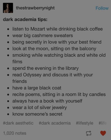 Research Ideas Dark Academia, Dark Academia Vocabulary, Country Academia, Dark Academia Food List, Chaotic Academia Essentials, Dark Academia Subjects To Study, Academia Food, Dark Academia Tips, Dark Academia Food