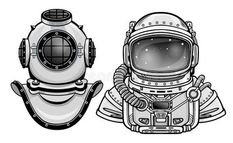 Outer Space Drawing, Science Vector, Moon Hunters, Illustration Of People, Helmet Drawing, Helmet Tattoo, Astronaut Tattoo, Astronaut Helmet, Dream Reality