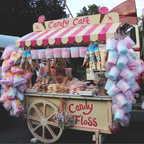 Candy Stand Ideas, Cotton Candy Stand, Candy Booth, Candy Store Display, Cotton Candy Cakes, Cotton Candy Party, Circus Birthday Party Theme, Candy Car, Candy Stand