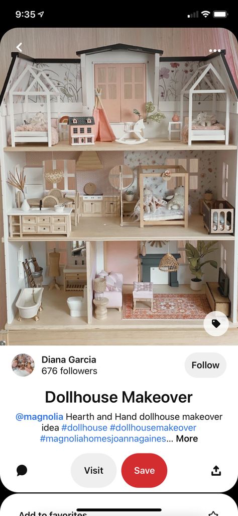 Hearth And Hand With Magnolia Dollhouse, Magnolia Dollhouse Makeover, Doll House Inspiration, Hearth And Hand Dollhouse Makeover, Hearth And Hand Dollhouse, Magnolia Dollhouse, Dollhouse Details, Mice Dollhouse, Boho Dollhouse