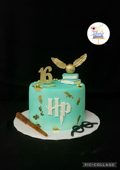 Sweet 16th Harry Potter Cake Harry Potter Sweet 16 Cake, Harry Potter Sweet 16, Sweet Sixteen Themes, Baked Dessert, Harry Potter Theme Party, 16 Cake, Sweet 16 Cakes, 16 Birthday Cake, Harry Potter Cake