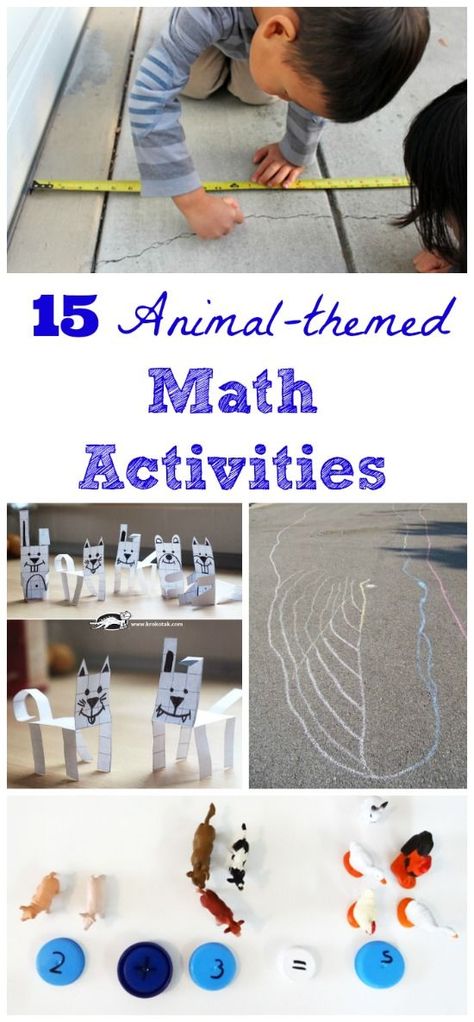 Fun hands-on math activities that teach counting/sorting, measurement, graphing & more! Animal Math, Math Centres, Math Club, Animal Themes, Creative Math, Elementary Learning, Math Activities For Kids, Fun Math Activities, Free Printable Activities