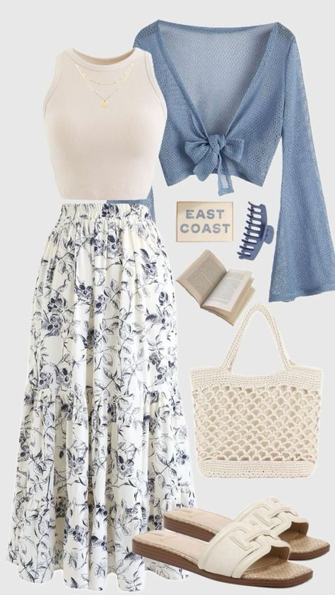 Modest Lake Day Outfits, Greece Outfits Winter, Crocette Aesthetic Outfits, Bridal Shower Outfit For Guest Casual, Capsule Wardrobe Items, Cruise Outfits Modest, Ocean Inspired Outfits Casual, Mormon Church Outfits, Princess Outfit Aesthetic