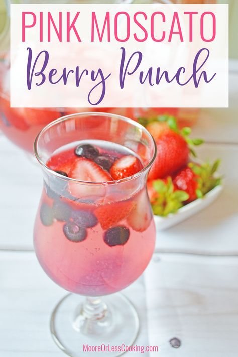 Pink Moscato Drinks, Moscato Drinks, Birthday Cake Martini, Spring Drink, Easy Punch Recipes, Pink Moscato, Grape Uses, Strawberry Vodka, Berry Punch