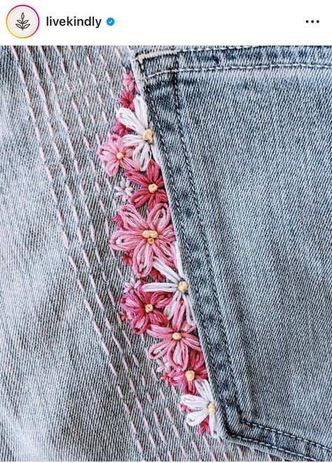 Denim Jacket Embroidery Ideas, Embroidery Jean Jacket, Denim Jacket Embroidery, Tin Ideas, Embroidery Jeans Jacket, Embroidery Jeans Diy, Altered Clothes, Altoids Tin, Embroidery Clothes