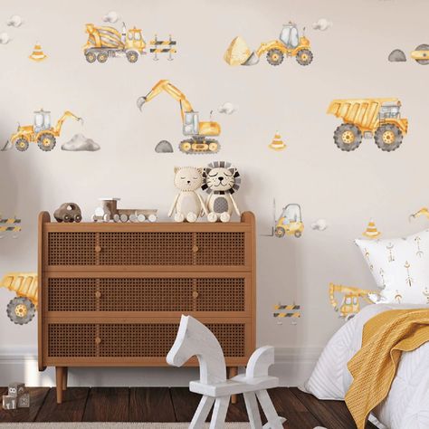 Construction Bedroom, Construction Nursery, Construction Trucks, Truck Decals, Construction Theme, Affordable Decor, Big Boy Room, Dump Trucks, Project Nursery