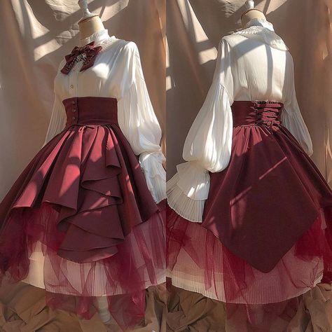 Devil Inspired on Instagram: “Only a few skirts in color red available now, ship within 1.5 weeks. Link: https://www.devilinspired.com/lolita-skirts/evening-prayer-…” Devil Inspired Outfit, Green And Purple Outfit, Vtuber Reference, Devil Inspired, Dc Oc, Red Spider Lily, Purple Outfit, Evening Prayer, Purple Outfits