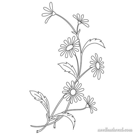 How to Embroider Daisies: Design & Materials – NeedlenThread.com Embroider Daisies, Free Embroidery Patterns Machine, Embroidery Shorts, Flower Stencils, Daisy Embroidery, Embroidery Stitches Beginner, Hand Painted Dress, Print Design Art, Embroidery Template