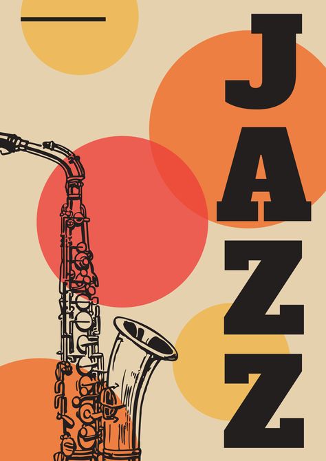 Choir Flyer Design, Jazz Graphic Design Poster, Old Jazz Aesthetic, Funky Music Poster, Saxophone Illustration, Music Infographic, Jazz Background, Jazz Quotes, Piet Mondrian Painting