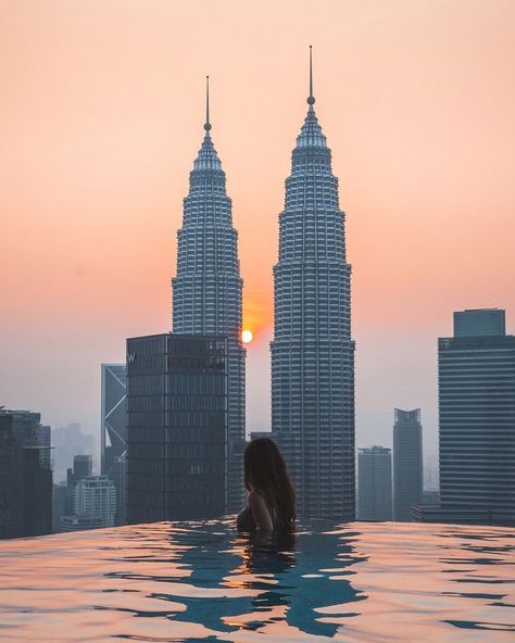 Infinity pool Kuala Lumpur malaysia sunrise Kuala Lumpur Malaysia, Infinity Pool, Kuala Lumpur, Swimming Pool, Wake Up, The City, Swimming, Pool, Travel