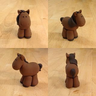 Fondant Horse, Cupcakes Cute, Fimo Kawaii, Horse Cake, Fondant Animals, Horse Party, Fondant Tutorial, Christmas Clay, Fondant Toppers