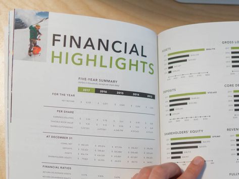 Annual Report Financial Highlights by Jacquelyn Barnes Annual Report Financials Design, Finance Report Design, Financial Report Design, Annual Report Layout, Impact Report, Report Layout, Financial Report, Adobe Illustrator Tutorial, Paper Layout