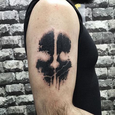 Call Of Duty Ghost Tattoo, Call Of Duty Nails, Ghost Skull Tattoo, Ghost Cod Tattoo, Call Of Duty Tattoo Ideas, Call Of Duty Tattoo, Cod Tattoo, Side Neck Tattoo, Crazy Tattoos