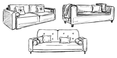 Sofa Drawing, Space Vector, Interior Sketch, Sketch Style, Illustration Sketches, Picture Frame Wall, White Space, Ghost Chair, Art Reference Poses