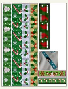 Seed Bead Loom Christmas Patterns, Christmas Seed Bead Patterns, Christmas Bead Loom Patterns, Meri Crismas, Cross Stitch Silhouette, Seed Bead Bracelet Patterns, Miyuki Beads Pattern, Bead Loom Designs, Holiday Beading