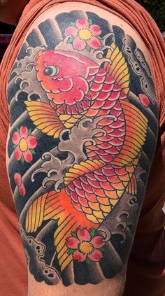 Pez Koi Tattoo, Dragon Koi Tattoo Design, Japanese Symbols Tattoo, Tato Phoenix, Koi Dragon Tattoo, Japanese Koi Fish Tattoo, Koi Tattoo Sleeve, Koi Tattoo Design, Tattoos Pictures