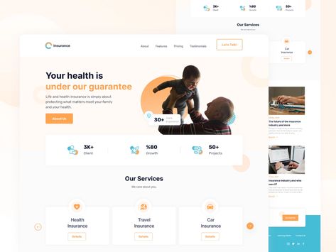 Life Insurance Website by Atolye15 Design Team for Atolye15 on Dribbble Insurance Website Design, Insurance Website, Creative Market Design, Life And Health Insurance, Services Website, Directory Design, Insurance Industry, Website Template Design, Learning Design