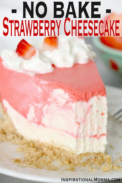 Strawberry Jello Cheesecake, Cheesecake With Jello, Strawberry Jello Cheesecake Recipe, Jello Pudding Cheesecake Recipes Cream Cheeses, Strawberry Cheesecake Overnight Oats With Jello, Strawberry Nobake Cheesecake Recipe, Jello Cheesecake, Jello Flavors, Frozen Cheesecake