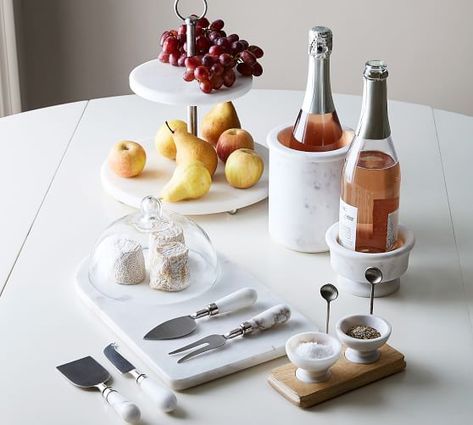 White Marble Glass Domed Cheese Board | Pottery Barn Marble Cheese Board, Serveware Set, Cheese Knife Set, Tiered Stand, Cheese Platters, Glass Domes, Diy Wood Projects, Wine Cooler, Charcuterie Board