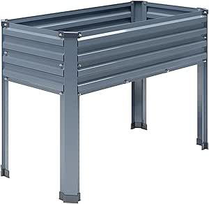 DIIYIV Galvanized Raised Garden Bed Outdoor with Legs,48×18×30in Metal Elevated Raised Planter Box for Backyard, Patio, Balcony, 300lb Capacity,Grey Elevated Gardening, Raised Planter Boxes, Raised Planter Beds, Bed Stand, Plant Box, Patio Balcony, Raised Planter, Planter Box, Garden Boxes