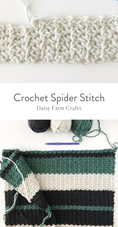 Crochet Spider Stitch - Daisy Farm Crafts Crochet Spider Stitch, Spider Stitch, Crochet Spider, Daisy Farm Crafts, Beginning Crochet, Daisy Farm, Tunisian Crochet Stitches, Beginner Crochet Tutorial, Modern Crochet Patterns