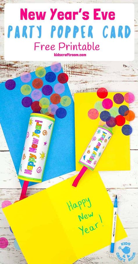 Celebrate the New Year with this NEW YEAR'S EVE PARTY POPPER CRAFT! It's a fabulous New Year's Eve craft activity for kids. This 3D paper craft has an explosion of colour which is so fun! Turn them into New Year greeting cards or put them on display. They're super easy to make with the free printables. #kidscraftroom #newyearseve #newyear #newyearsevecrafts #newyearseveactivities #newyearseveideas #newyearideas #newyearcrafts #kidsactivities #kidscrafts #papercrafts #printables #freeprintables News Years Crafts For Kids, Craft Activity For Kids, New Year's Eve Crafts, New Year's Eve Activities, Kids New Years Eve, Kids Craft Room, Party Poppers, New Year Greeting, Bookmark Craft