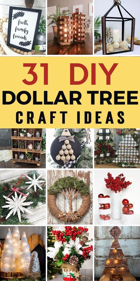 If you’re looking for DIY Dollar Tree crafts, then you’ve come to the right place. Whether you’re looking for dollar tree projects for yourself or for home decor, we have plenty of fun and creative DIY craft ideas that you’re sure to love. Do It Yourself Christmas Crafts, Crafts Made From Dollar Tree Items, Christmas Dollar Tree Diy Crafts, Winter Diy Decorations Dollar Tree, Dollarama Christmas Crafts, Wreaths Crafts Christmas, Dollar Store Wreath Ideas, Dollar Tree Scarf Ideas, Diy Xmas Decorations Dollar Stores