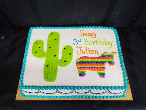 Fiesta Sheet Cake Mexican, First Fiesta Sheet Cake, Fiesta Sheet Cake, Succulent Sheet Cake Ideas, Llama Sheet Cake, Decorated Birthday Sheetcake, Taco Bar Party, Fiesta Birthday Party, Fiesta Theme Party