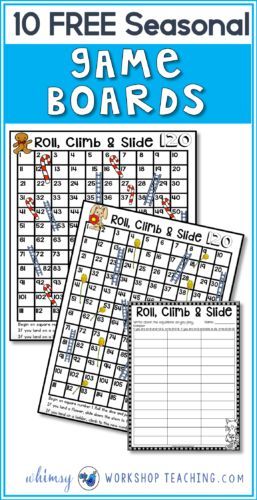 I use this set of seasonal board games in my math centers all year long - free download! Math Board Games, Teaching Game, Phonics Games, Primary Maths, Math Tutor, Game Boards, Classroom Games, Math Methods, Math Stations