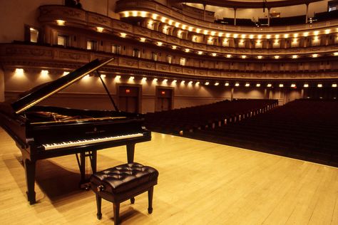 Steinway Model D Piano on the stage at Carnegie Hall, NYC, in preparation for a concert by Alfred Brendel. Ballroom Aesthetic, Piano Concert, Steinway Piano, Orchestra Concerts, Concert Pictures, Concert Stage Design, White Piano, Piano Recital, Baby Grand Pianos