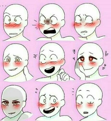 Blushing Face Blushing Face, Girl Base, Drawing Face Expressions, Anime Base, Drawing Expressions, Facial Expression, Anime Drawings Tutorials, Facial Expressions, Drawing Challenge