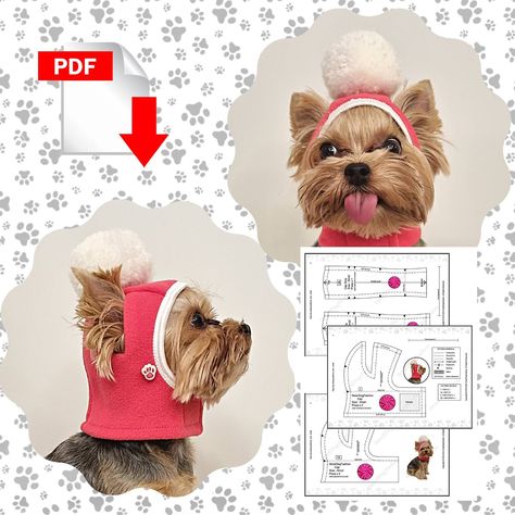 Winter Hat Sewing Pattern, Yorkie Haircut, Pet Clothes Patterns, Dog Clothes Patterns Sewing, Hat Sewing Pattern, Dog Coat Pattern, Dog Sweater Crochet Pattern, Hat Sewing, Smelly Cat