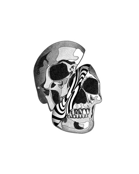 Chrome Skull Tattoo, Trippy Skull Tattoo, Chrome Tattoo Designs, Skull Flash Tattoo, Abstract Skull, Tato Flash, 심플한 그림, Stippling Art, Eagle Art