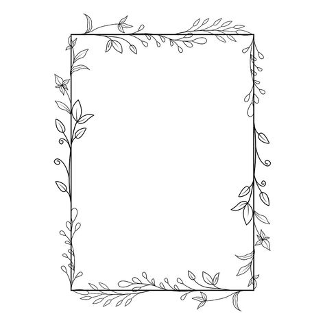 Flower Line Drawings Border, Flower Border Transparent Background, Illustration Border Design, Flower Border Black And White, Botanical Border Design, Png Designs Free, Floral Border Design Frames Hand Drawn, Drawing Border Ideas, Flower Frame Design Simple